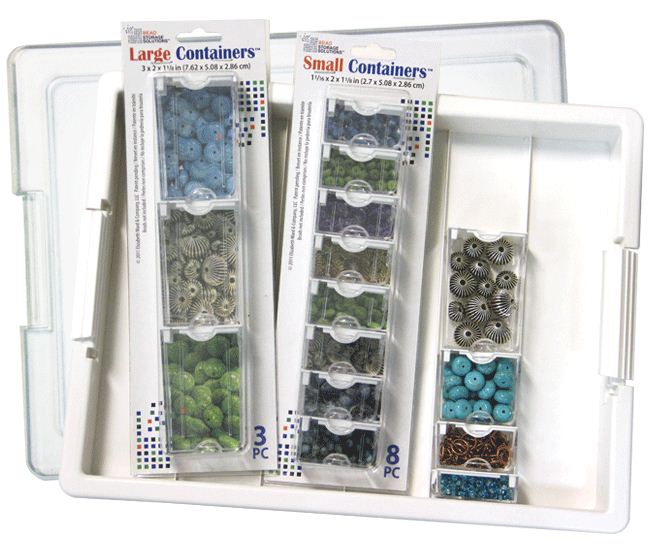 Organizer, Bead Storage Solutions™ Bead Storage Tray™, plastic, clear and  off-white, 13-3/4 x 10-1/2 x 2 inches. Sold per 2-piece set. - Fire  Mountain Gems and Beads